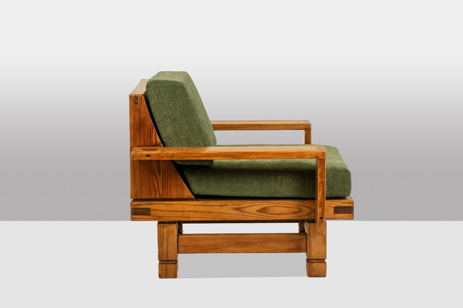 Pair of Modernist-Style Armchairs made of Pitch Pine. 1960s. - Image 4