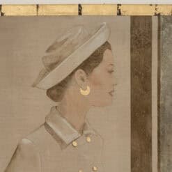 Contemporary French Hand-Painted 1950s Woman Canvas - Upper Detail - Styylish
