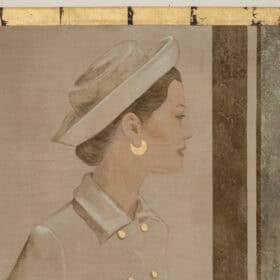 Contemporary French Hand-Painted 1950s Woman Canvas