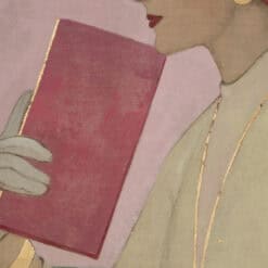 Contemporary French Hand-Painted 1950s Woman Canvas - Hand Detail - Styylish