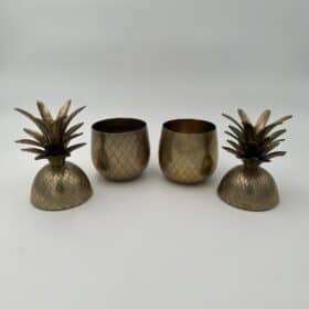 Pair of Vintage Brass Pineapple Ice Buckets, in the Style of Mauro Manetti, 1970s.