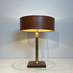 Fluted Brass Desk Lamp, in the style of Jacques Adnet, 1970s
