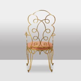 Pair of gilt wrought iron armchairs, circa 1990