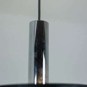 1960s French Black and Chrome Pendant Light