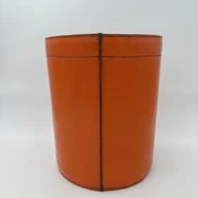Luxury Leather Wastebasket with Saddle Stitching, in the Style of Hermès, 1970s