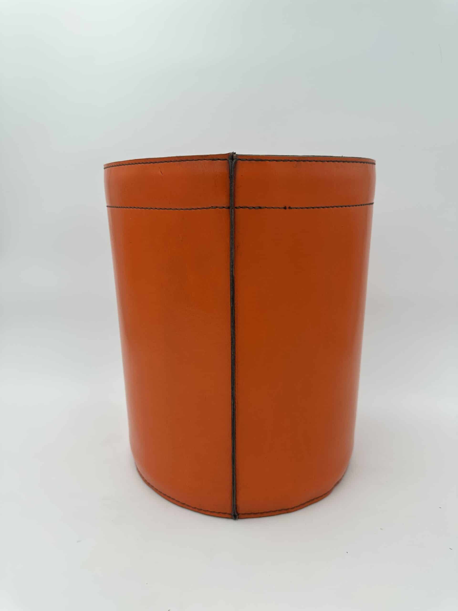 Luxury Leather Wastebasket with Saddle Stitching, in the Style of Hermès, 1970s - Image 5