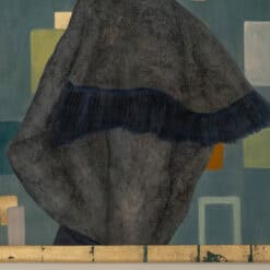 Contemporary French Hand-Painted 1950s Woman Canvas - Clothing Detail - Styylish
