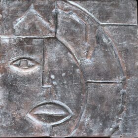 Modernist Ceramic Plaque with Cubist Decor, 1970s.
