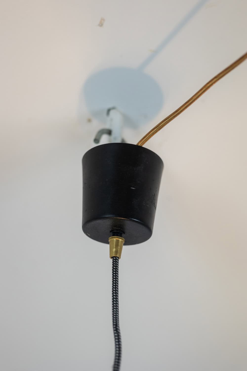 1960s French Black and Chrome Pendant Light - Ceiling Fixture Detail - Styylish
