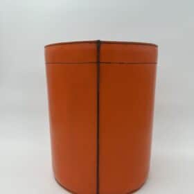 Luxury Leather Wastebasket with Saddle Stitching, in the Style of Hermès, 1970s