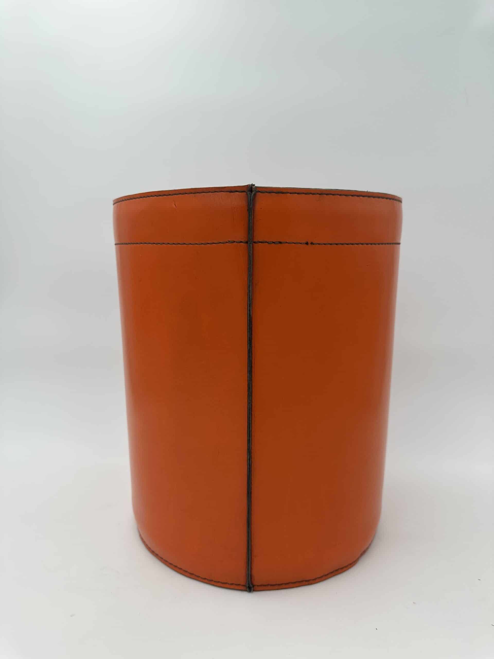 Luxury Leather Wastebasket with Saddle Stitching, in the Style of Hermès, 1970s - Image 6