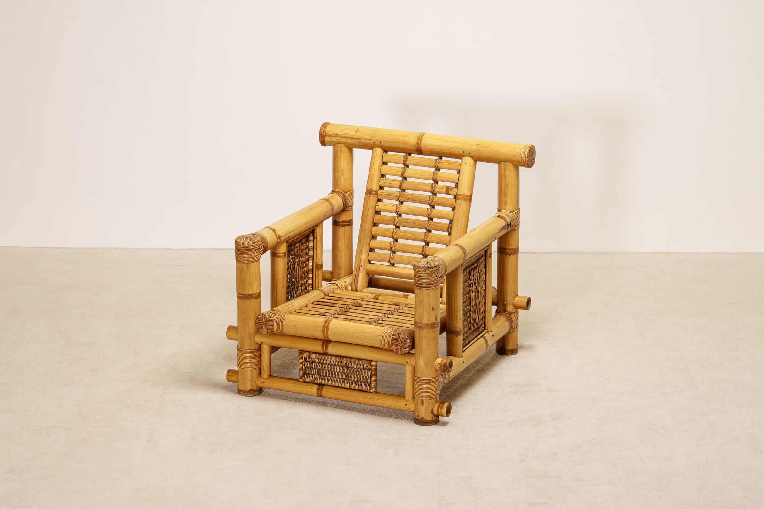 Pair of French Bamboo Armchairs with Pierre Frey Cushions, 1970s - Image 7