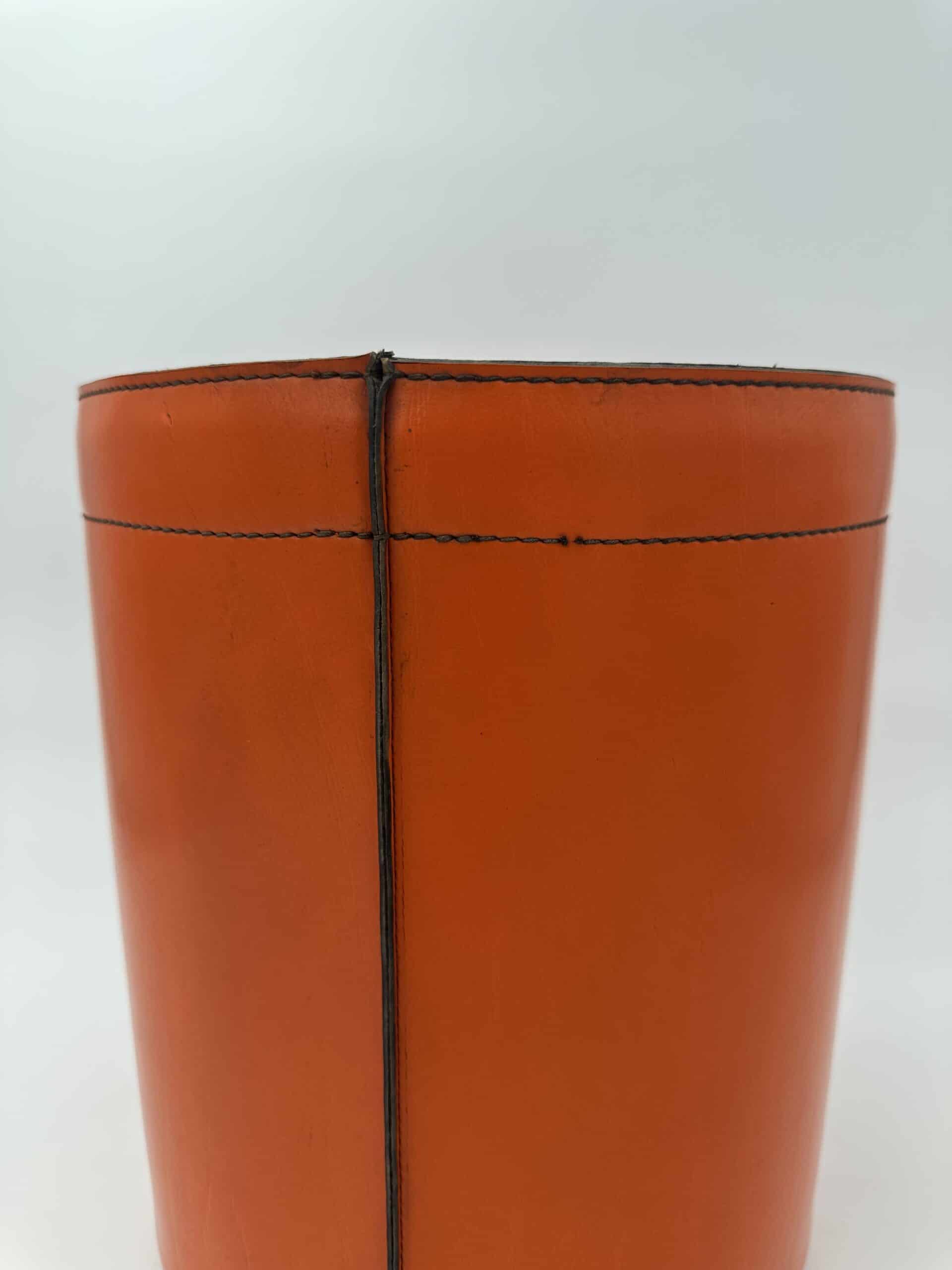 Luxury Leather Wastebasket with Saddle Stitching, in the Style of Hermès, 1970s - Image 7