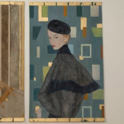 Contemporary French Hand-Painted 1950s Woman Canvas - Middle Canvas - Styylish