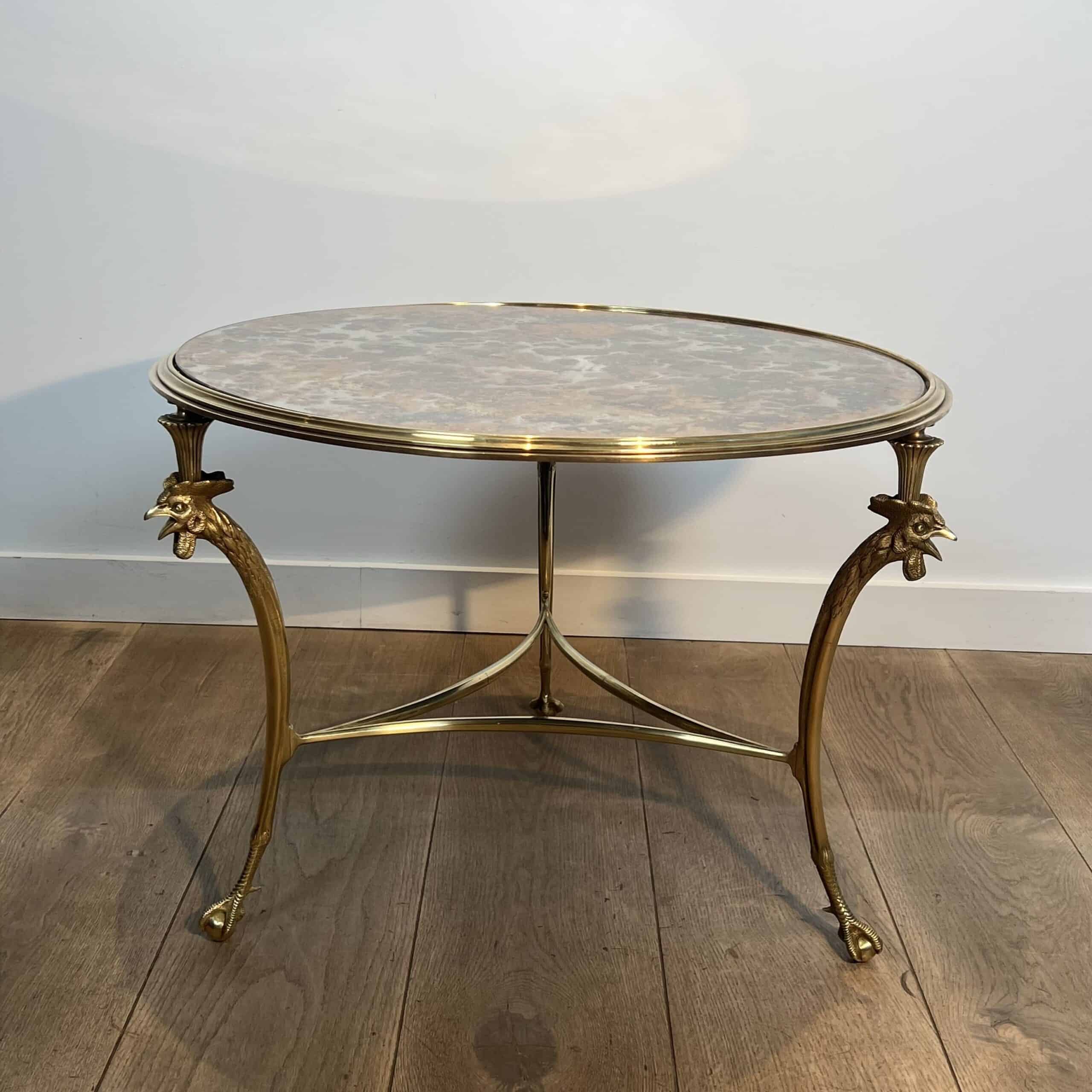 Maison Charles Bronze Coffee Table "Rooster", Circa 1940. - Image 8