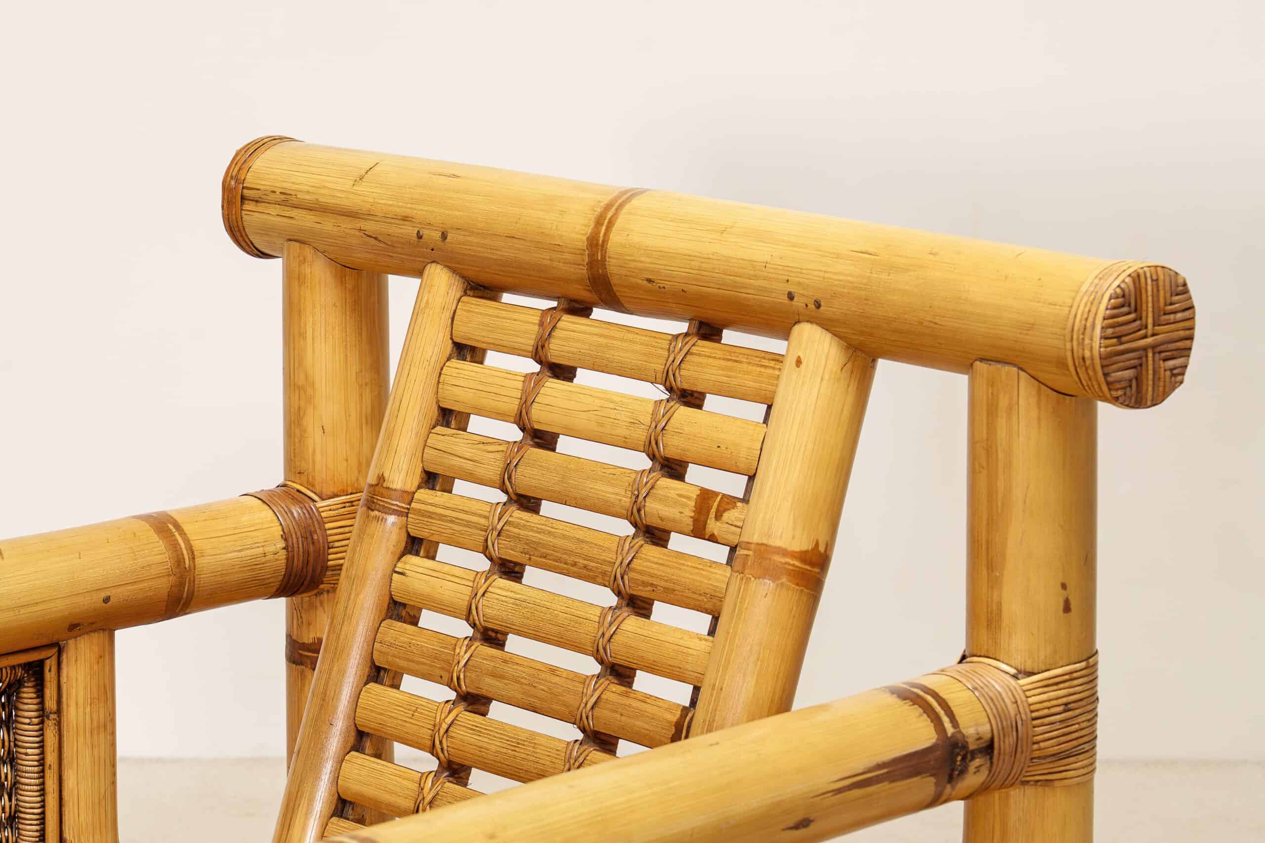 Pair of French Bamboo Armchairs with Pierre Frey Cushions, 1970s - Image 8