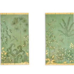 Contemporary French Hand-Painted Parrot Canvas - View of Pair - Styylish