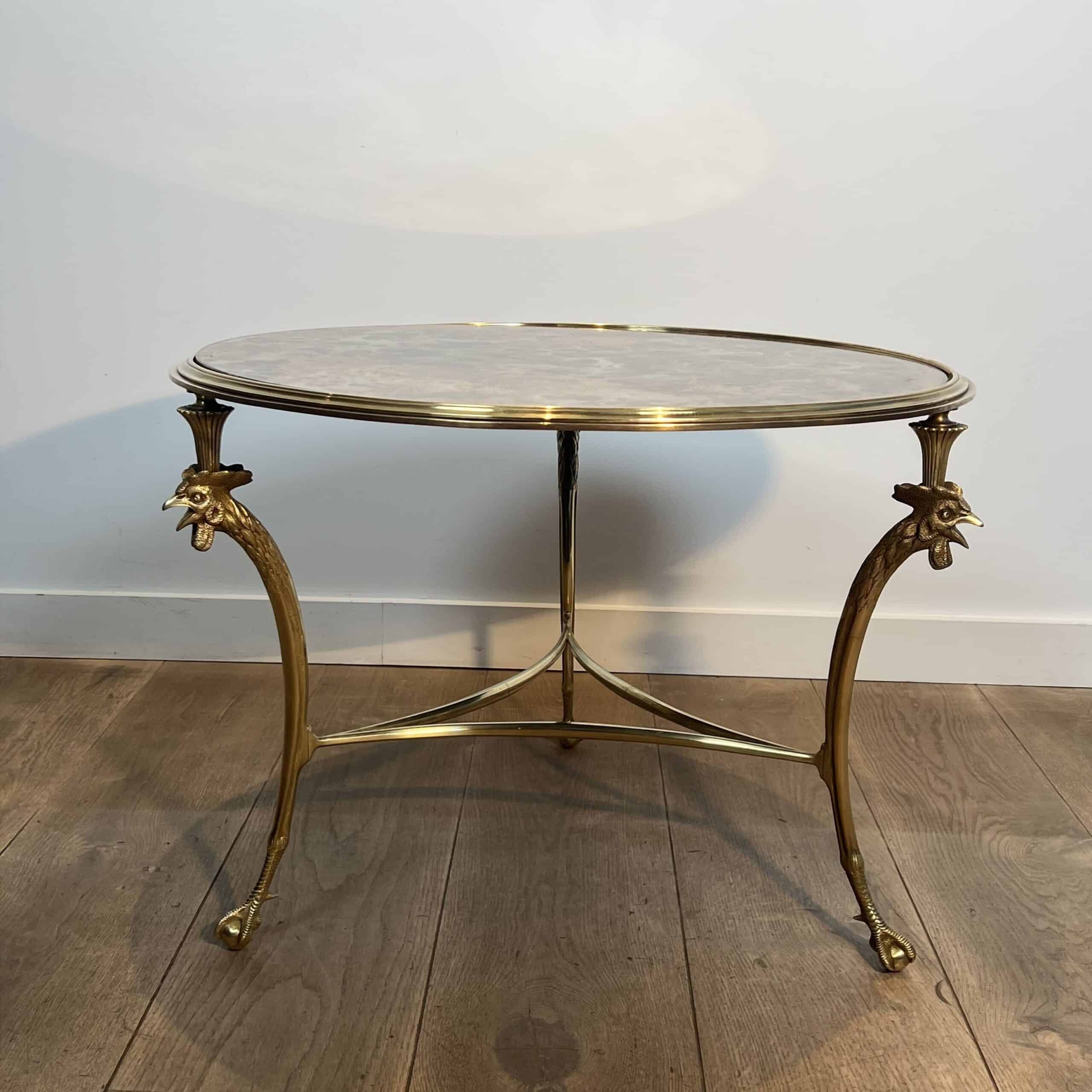 Maison Charles Bronze Coffee Table "Rooster", Circa 1940. - Image 9