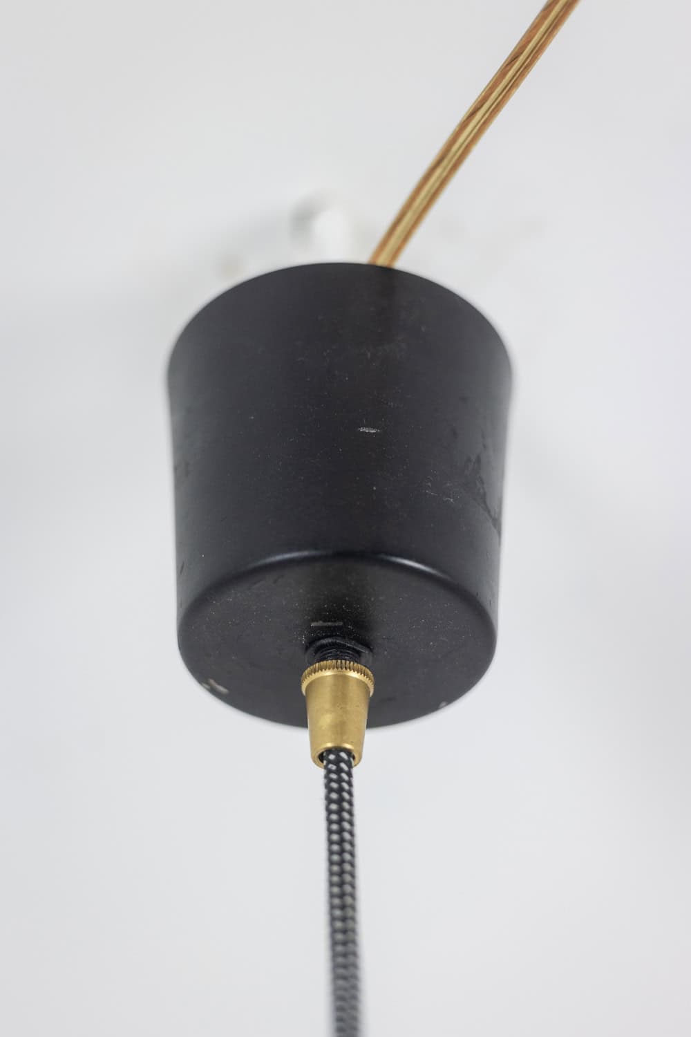 1960s French Black and Chrome Pendant Light - Ceiling Fixture Detail Two - Styylish