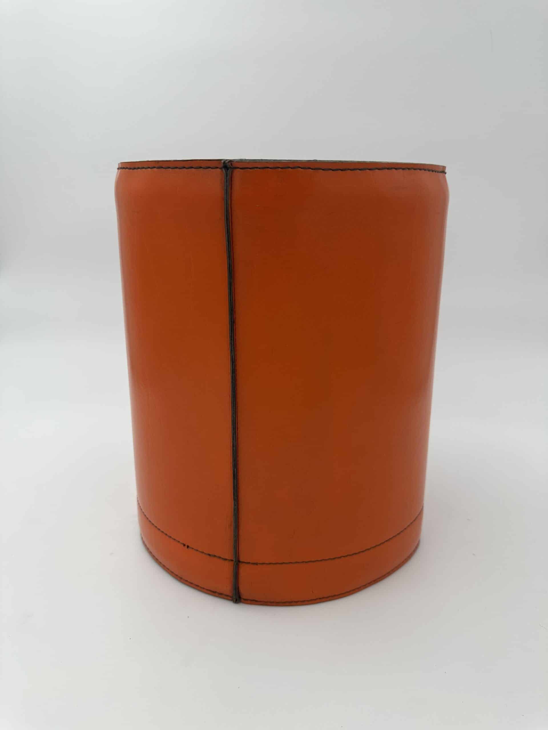 Luxury Leather Wastebasket with Saddle Stitching, in the Style of Hermès, 1970s - Image 9