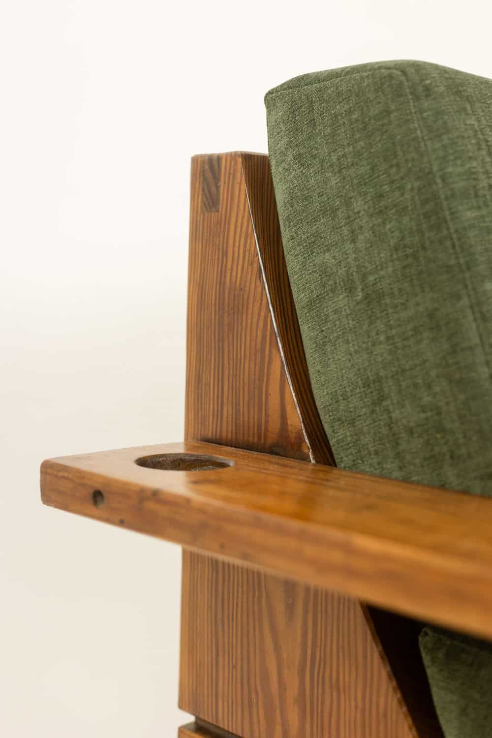 Pair of Modernist-Style Armchairs made of Pitch Pine. 1960s. - Image 10