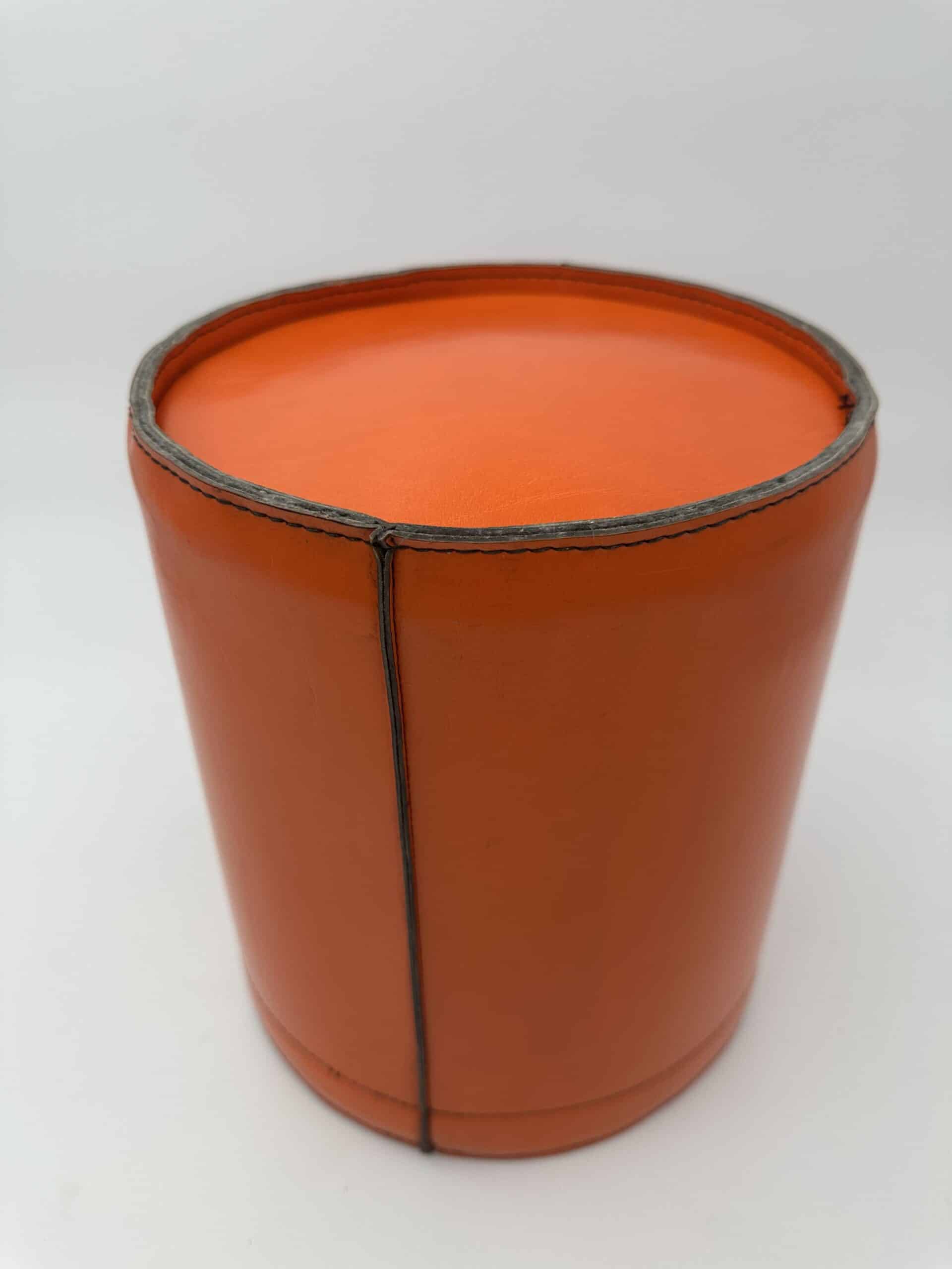 Luxury Leather Wastebasket with Saddle Stitching, in the Style of Hermès, 1970s - Image 10