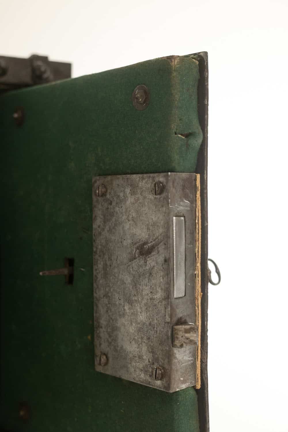 Antique Bauche Metal Travel Safe - Lock Detail Inside - Styylish