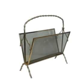 Smoked Glass Magazine Rack, Attributed to Maison Baguès