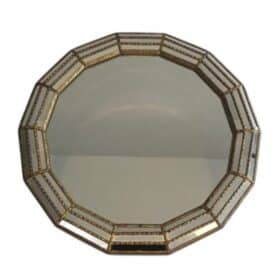 Octagonal Wall Mirror with Brass Garlands, circa 1970