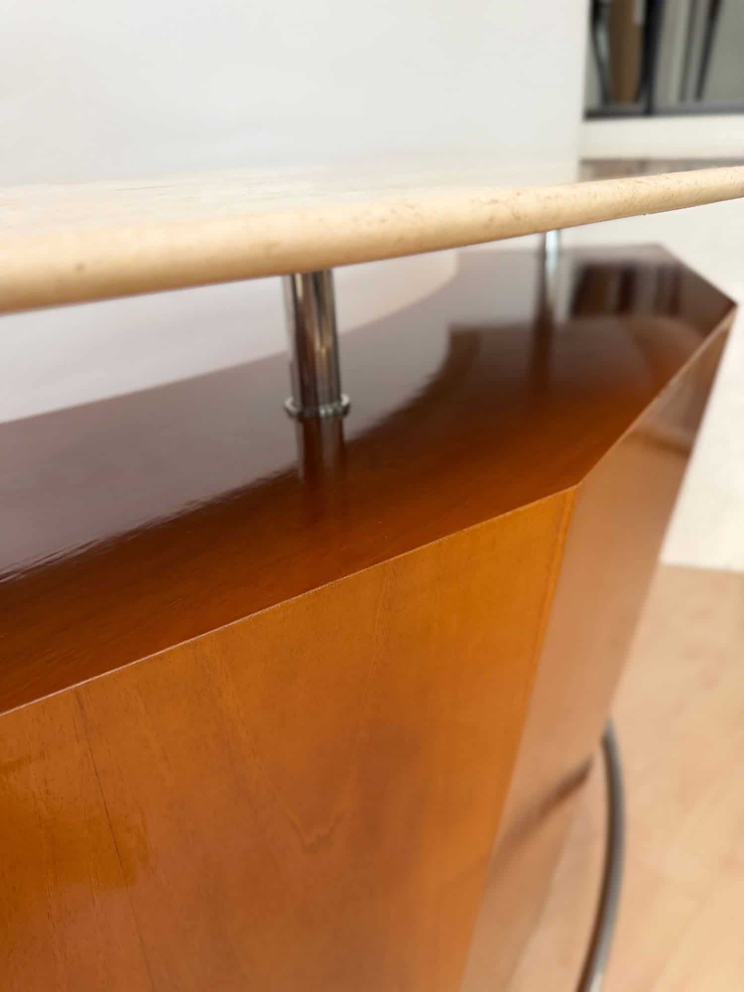 Mid-Century Bar Counter, Teak Wood, Metal, Travertine, Italy, circa 1970 - Image 13
