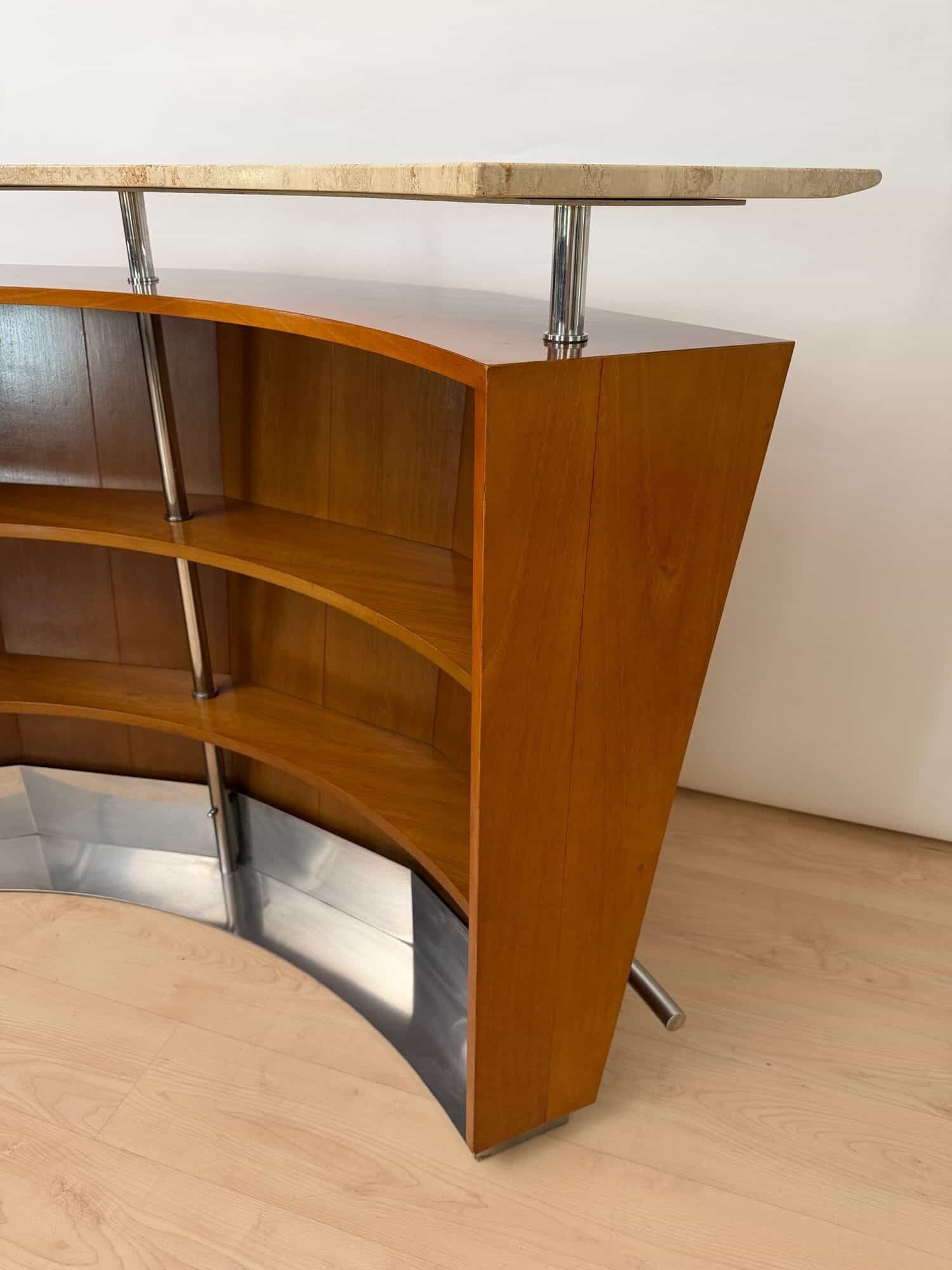 Mid-Century Bar Counter, Teak Wood, Metal, Travertine, Italy, circa 1970 - Image 14