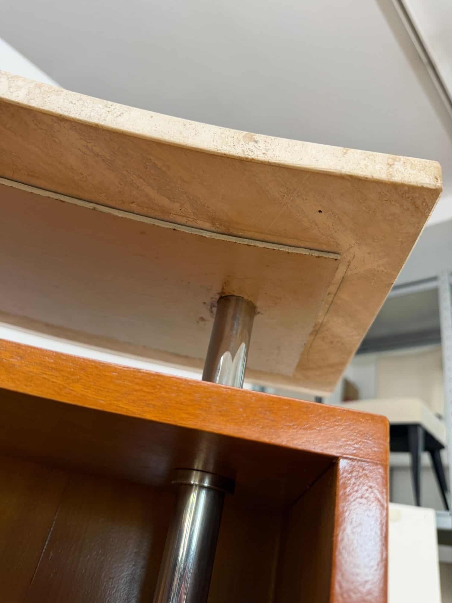 Mid-Century Bar Counter, Teak Wood, Metal, Travertine, Italy, circa 1970 - Image 17