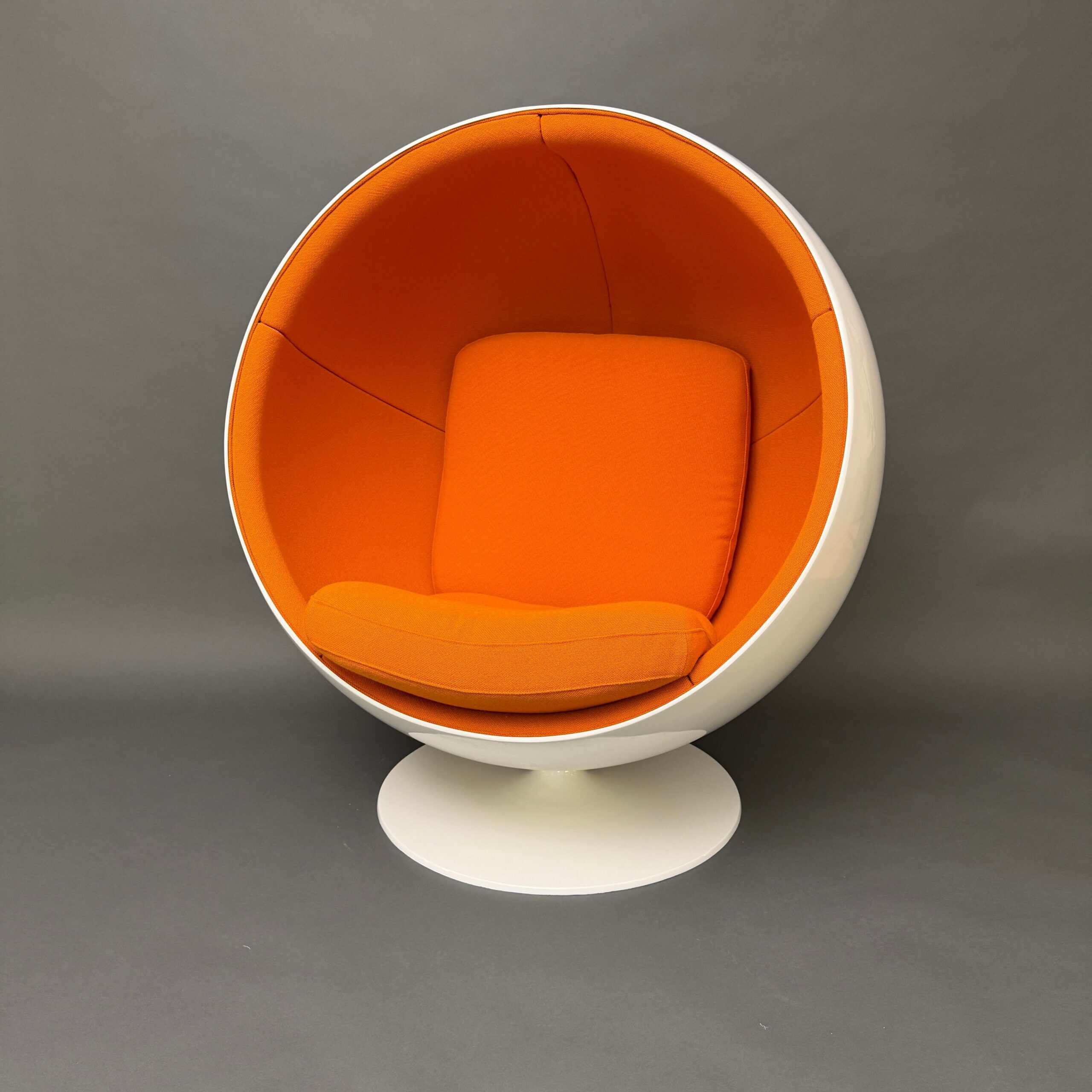 Original Asko Ball Chair, Eero Aarnio, White and Orange, Finland, 1960s - Image 2