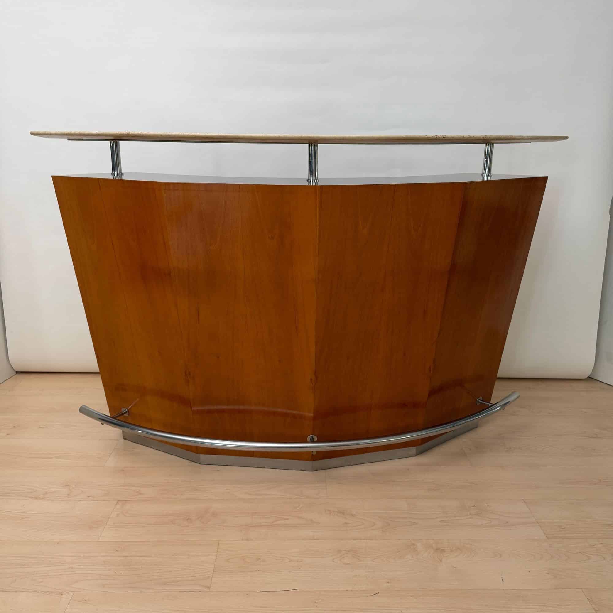 Mid-Century Bar Counter, Teak Wood, Metal, Travertine, Italy, circa 1970 - Image 2