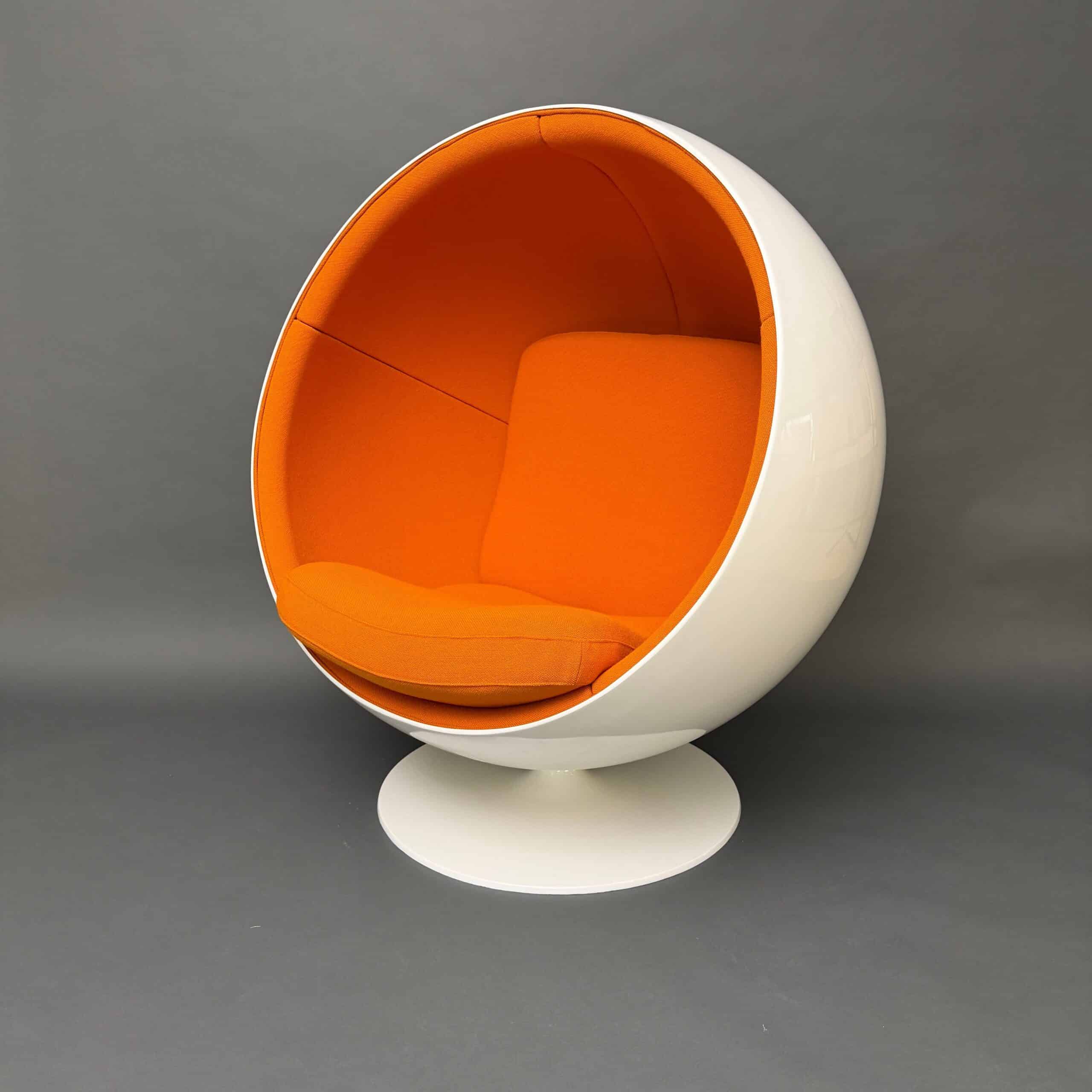 Original Asko Ball Chair, Eero Aarnio, White and Orange, Finland, 1960s - Image 3