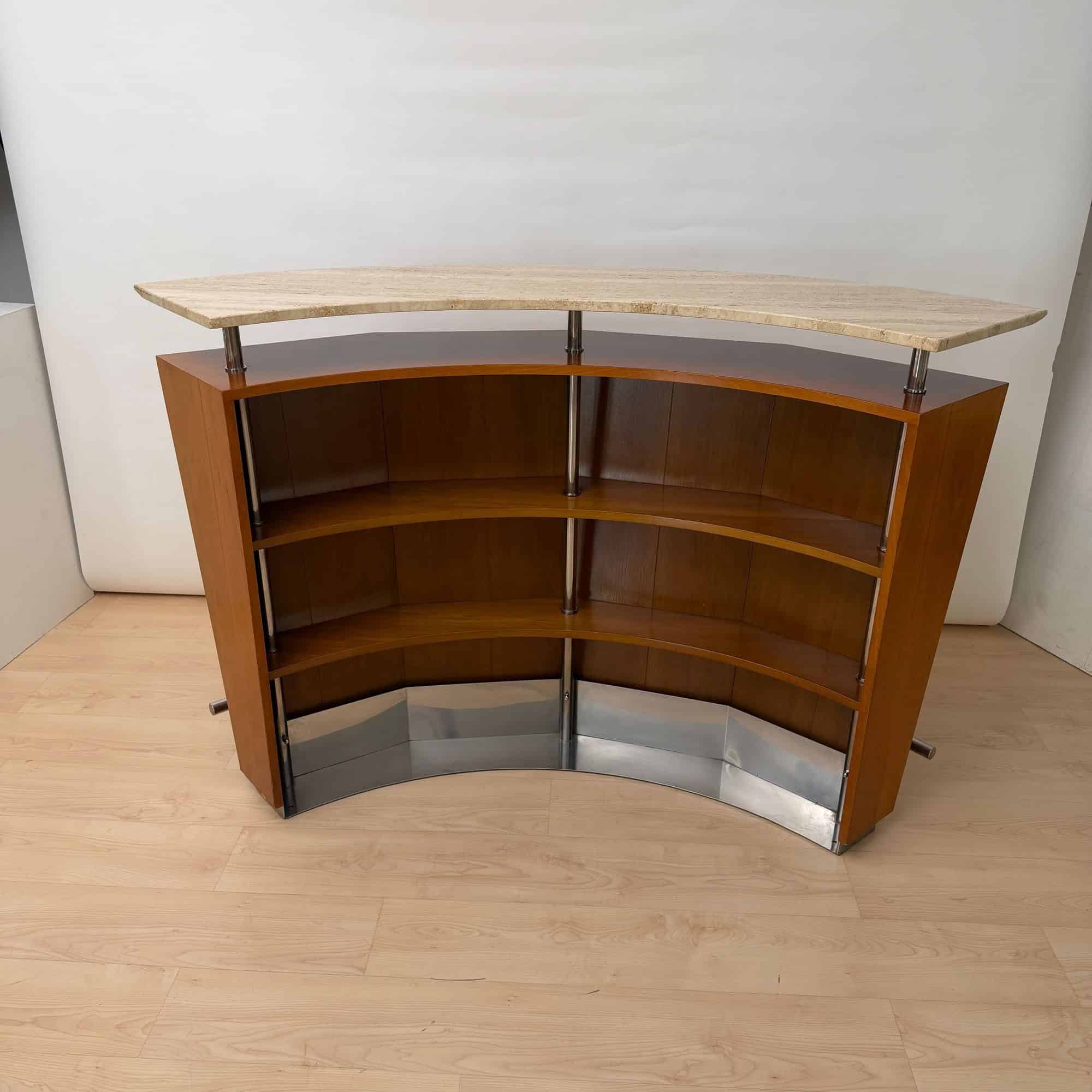 Mid-Century Bar Counter, Teak Wood, Metal, Travertine, Italy, circa 1970 - Image 3