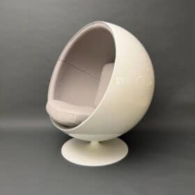Original Asko Ball Chair, Eero Aarnio, White and Gray, Finland, 1960s