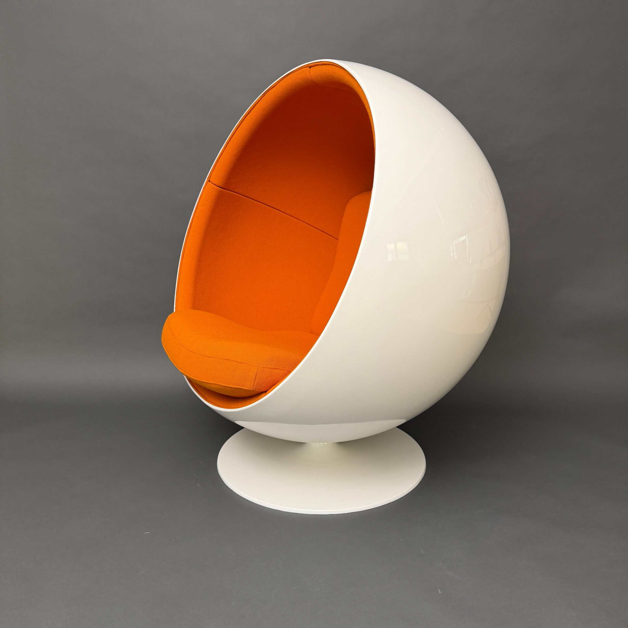 Original Asko Ball Chair, Eero Aarnio, White and Orange, Finland, 1960s - Image 4