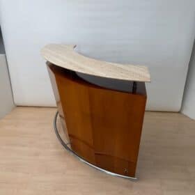 Mid-Century Bar Counter, Teak Wood, Metal, Travertine, Italy, circa 1970