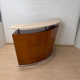 Mid-Century Bar Counter, Teak Wood, Metal, Travertine, Italy, circa 1970