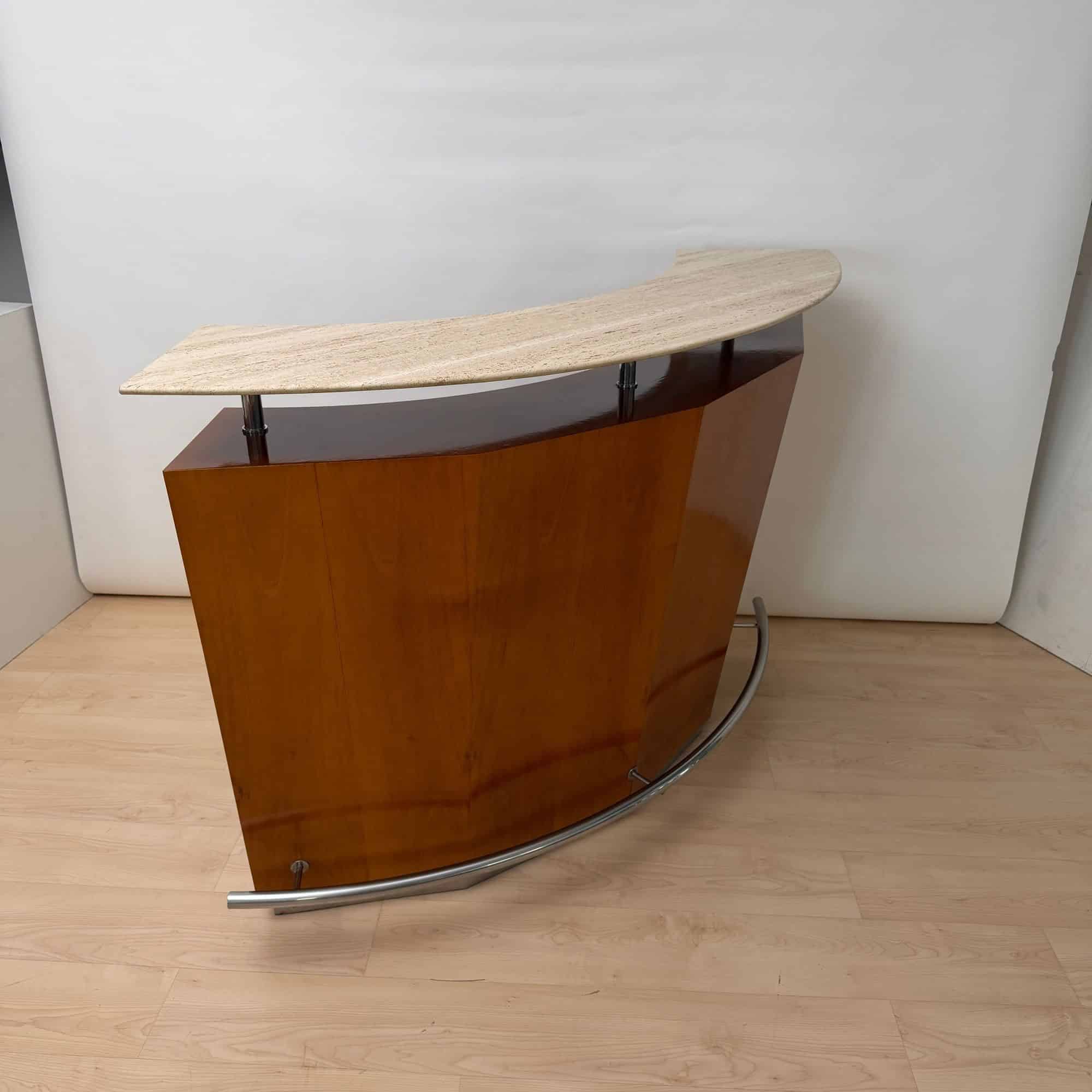 Mid-Century Bar Counter, Teak Wood, Metal, Travertine, Italy, circa 1970 - Image 5