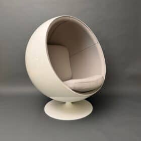Original Asko Ball Chair, Eero Aarnio, White and Gray, Finland, 1960s