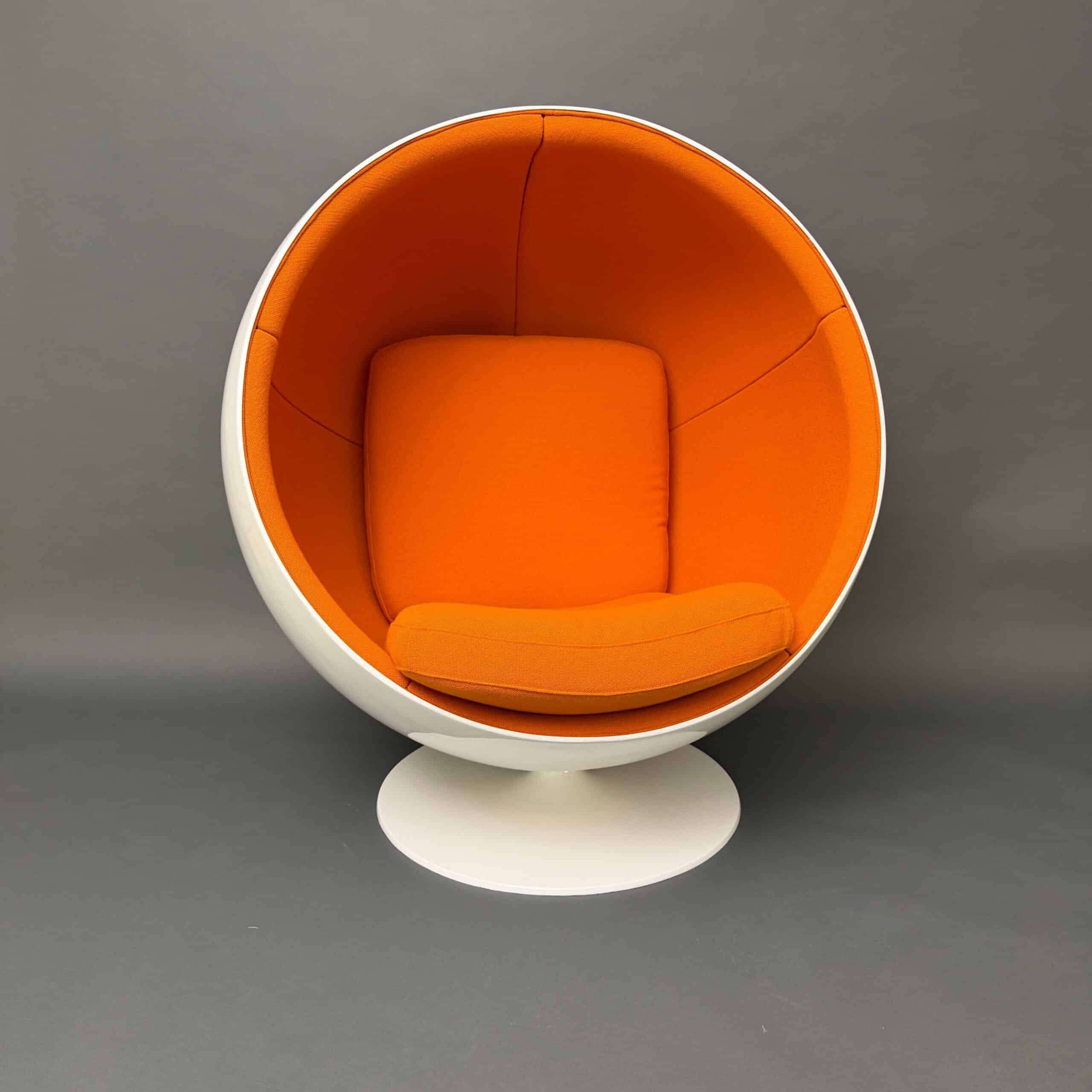 Original Asko Ball Chair, Eero Aarnio, White and Orange, Finland, 1960s - Image 6