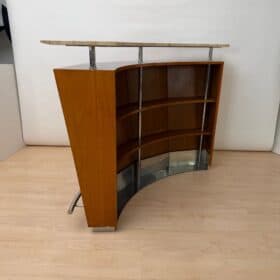 Mid-Century Bar Counter, Teak Wood, Metal, Travertine, Italy, circa 1970
