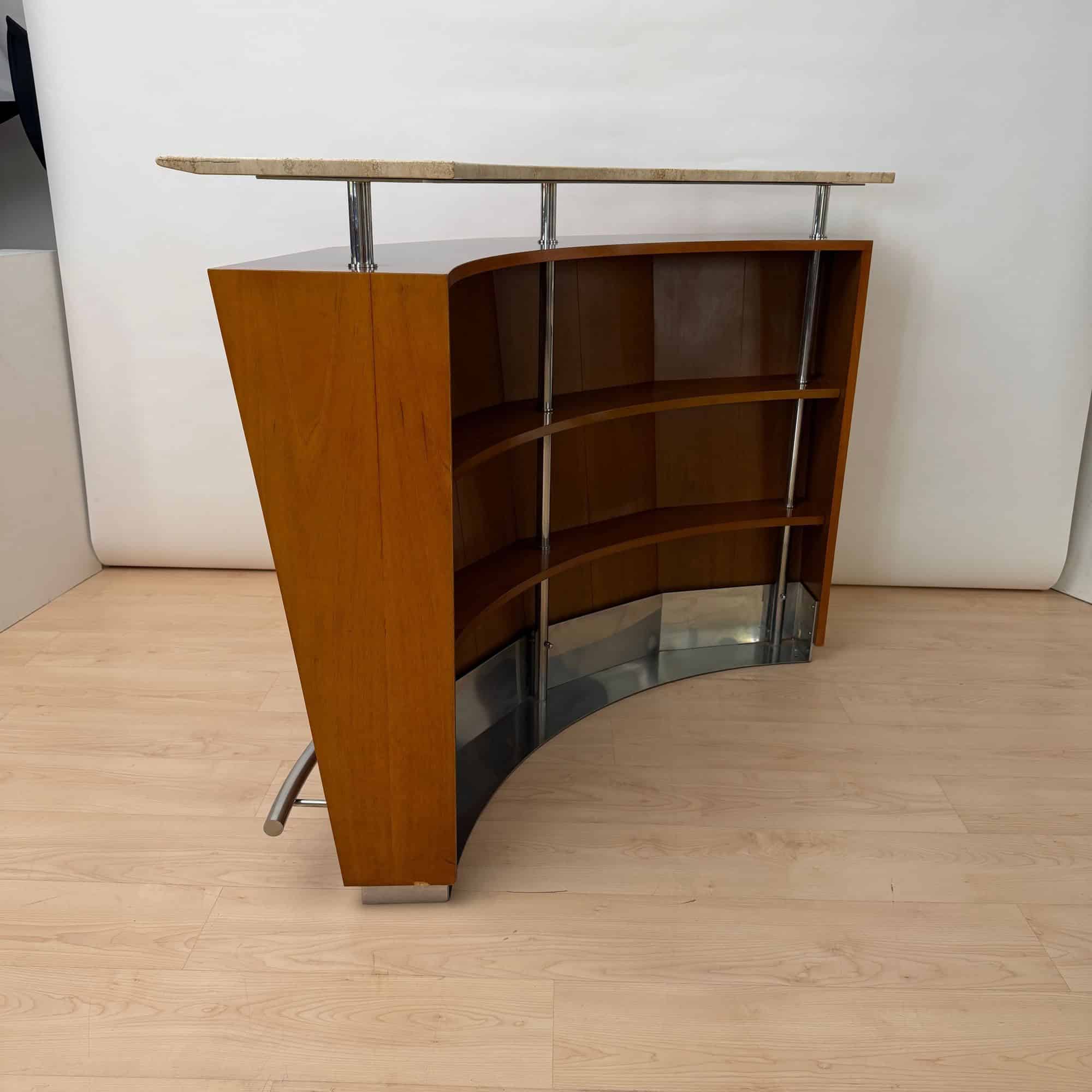 Mid-Century Bar Counter, Teak Wood, Metal, Travertine, Italy, circa 1970 - Image 6