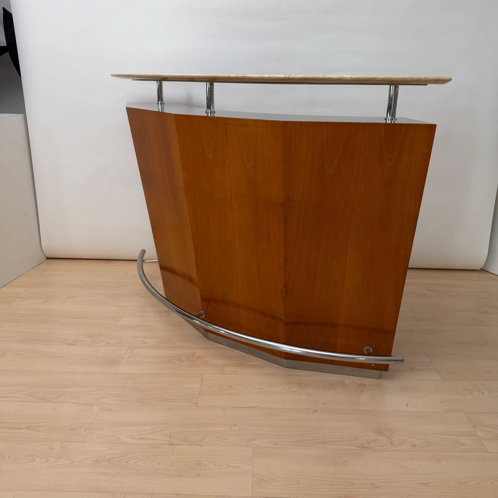 Mid-Century Bar Counter, Teak Wood, Metal, Travertine, Italy, circa 1970 - Image 8