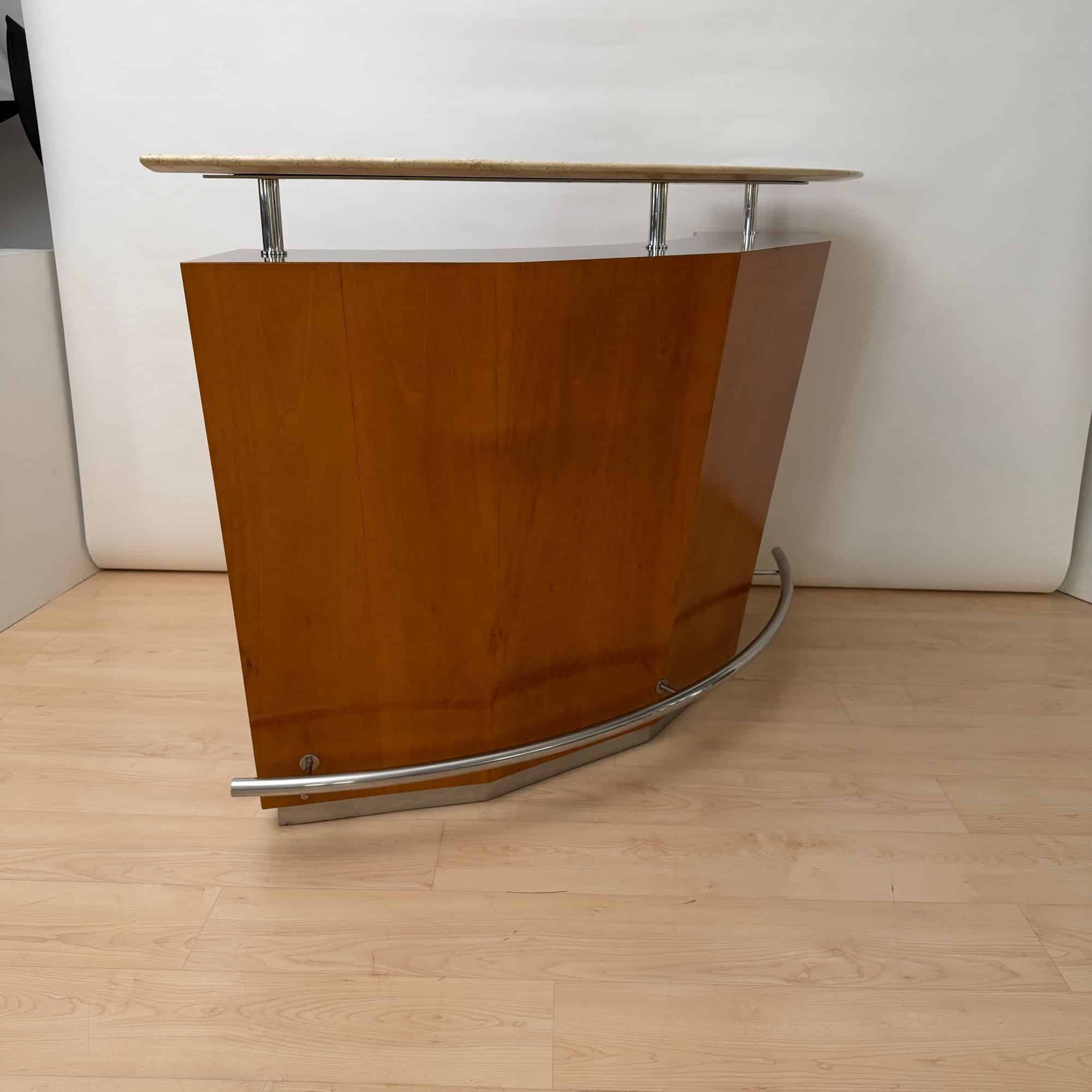 Mid-Century Bar Counter, Teak Wood, Metal, Travertine, Italy, circa 1970 - Image 9