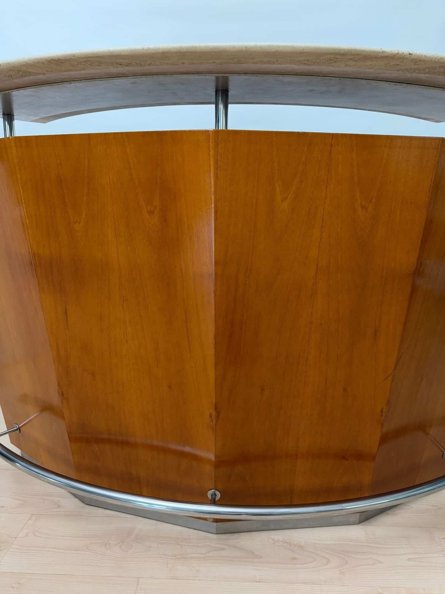 Mid-Century Bar Counter, Teak Wood, Metal, Travertine, Italy, circa 1970 - Image 10