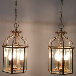Alternative view of Pair of Italian Hexagonal Brass Lanterns, 1990s