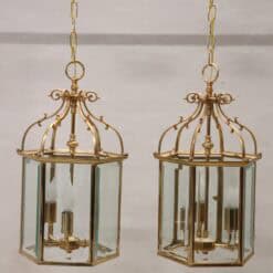 Pair of Italian Hexagonal Brass Lanterns, 1990s - Image 3